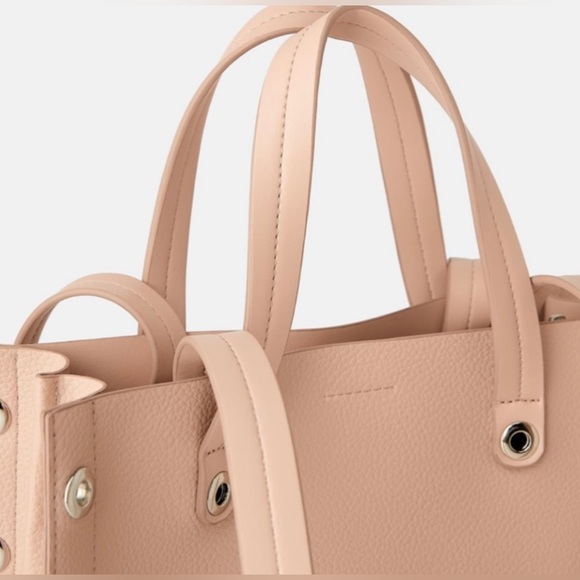 Zara Squared Shopper with Metal Ring Trim 
color: Pink - Picture 6 of 7